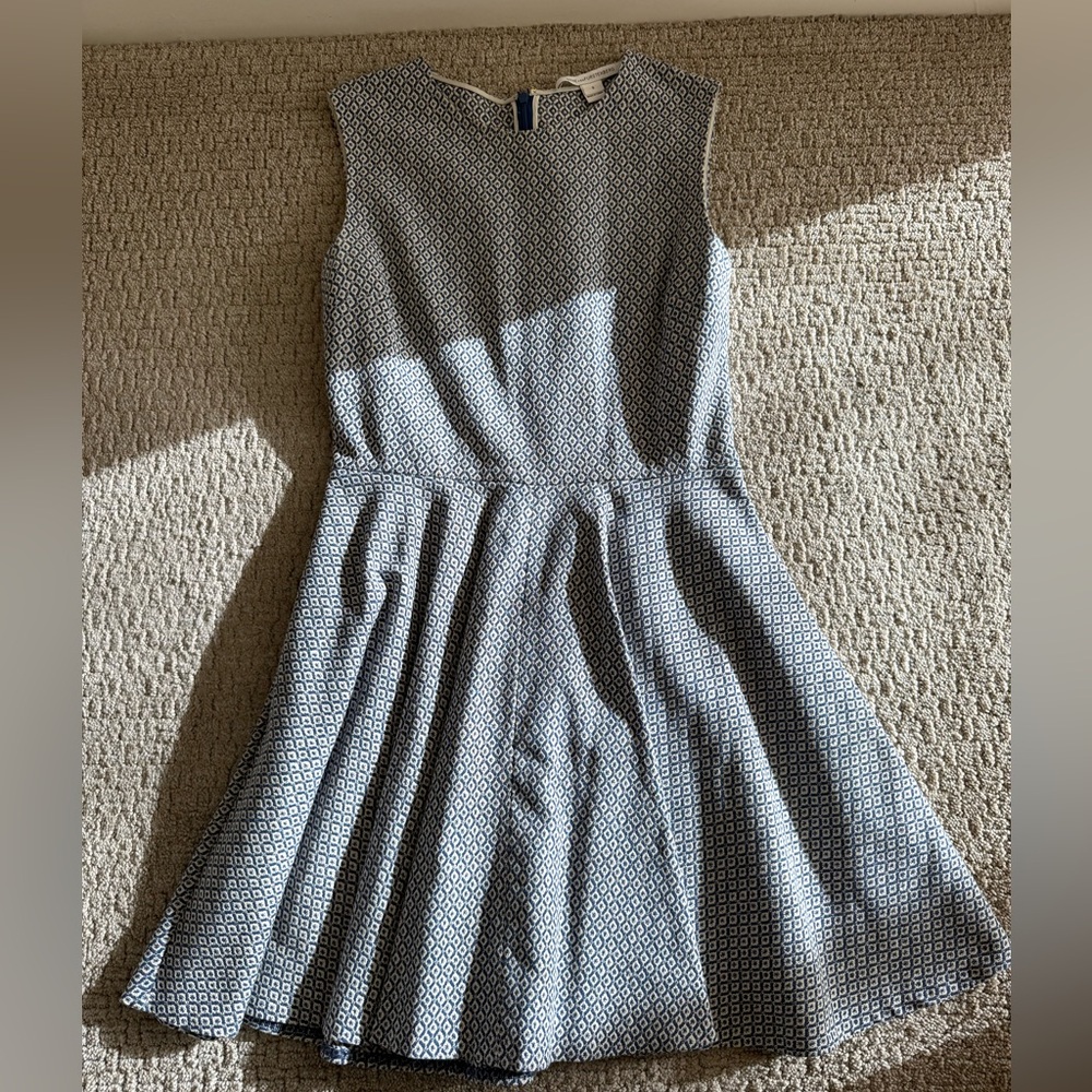 Diane Von Furstenberg Blue/Gray print Mini Dress
